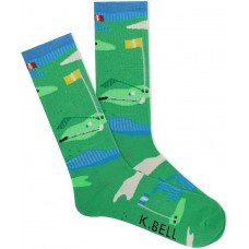 K. Bell Men's Golf Course Crew Socks 1 Pair, Green, Men's 10-13 Shoe