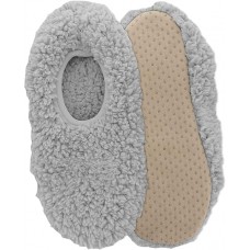 K. Bell Kid's Sherpa Slipper W Binding Socks 1 Pair, Grey, Medium/Large