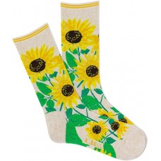 K. Bell Women's Sunflowers Crew, Oatmeal Heather, Women's Shoe 9-11, 1 Pair