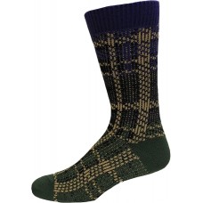 K. Bell Men's Brushed Plaid Jacquard Bo Socks 1 Pair, Hunter Green, Men's 10-13