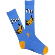 K. Bell Men's I'M Bananas Crew Socks 1 Pair, Blue, Men's 10-13