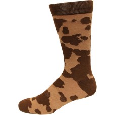 K. Bell Men's Men'S Cow Print Crew Socks 1 Pair, Brown, Men's 10-13