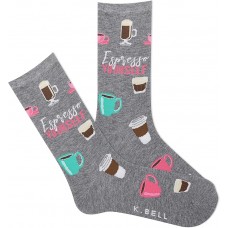 K. Bell Women's Espresso Yourself Crew Socks 1 Pair, Charcoal Heather, Women's 9-11