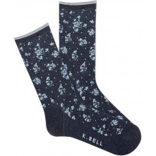 K. Bell Women's Ditsy Floral Crew Socks 1 Pair, Denim Heather, Women's 9-11