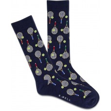 K. Bell Men's Racket Repeat Crew Socks 1 Pair, Navy, Men's 10-13