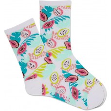 K. Bell Women's Tropical Floral Crew Socks 1 Pair, White, Women's 9-11