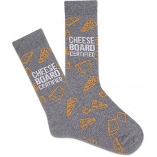 K. Bell Men's Cheese Board Certified Crew Socks 1 Pair, Charcoal Heather, Men's 10-13