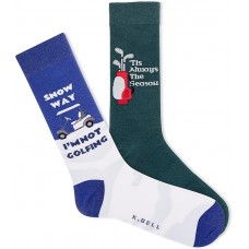 K. Bell Men's Snow Way Golfing Crew Socks 2 Pair, White Assort, Men's 10-13