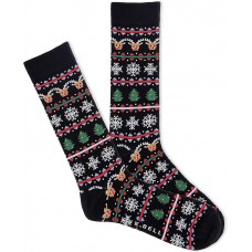 K. Bell Women's Winter Fun Knit Crew Socks 1 Pair, Black, Men's 10-13