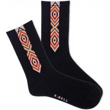 K. Bell Women's Santa Rosa Weave Crew Socks 1 Pair, Black, Women's 9-11