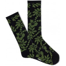 K. Bell Men's Tropical Leaf Active Crew Socks 1 Pair, Black, Men's 10-13 Shoe