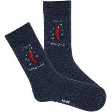 K. Bell Women's I'M A Little Chilli Crew Socks 1 Pair, Denim Heather, Women's 4-10