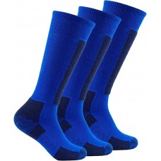 Thorlo Unisex Skiing Light Cushion Over-Calf 3 Pair Pack, Laser Blue/Black, Large