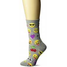 HotSox Womens Emoji Socks, Sweatshirt Grey Heather, 1 Pair, Womens Shoe 4-10