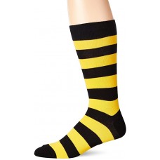 HotSox Mens College Rugby Stripe Socks, Black and Yellow, 1 Pair, Mens Shoe 6-12.5