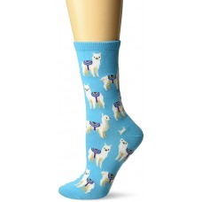 HotSox Womens Llamas Socks, Light Blue, 1 Pair, Womens Shoe 4-10