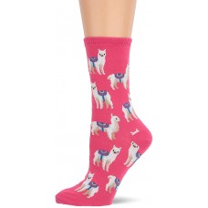 HotSox Womens Llamas Socks, Hot Pink, 1 Pair, Womens Shoe 4-10