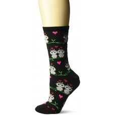 HotSox Womens Owl Love Socks, Black, 1 Pair, Womens Shoe 4-10