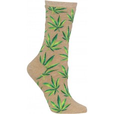 HotSox Womens Marijuana Socks, Hemp Heather, 1 Pair, Womens Shoe 4-10