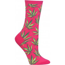 HotSox Womens Marijuana Socks, Hot Pink, 1 Pair, Womens Shoe 4-10