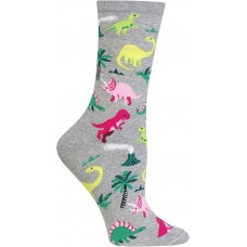 HotSox Womens Dinosaurs Socks, Grey Heather, 1 Pair, Womens Shoe 4-10