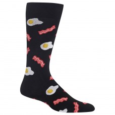 HotSox Mens Eggs and Bacon Socks, Black, 1 Pair, Mens Shoe 6-12.5