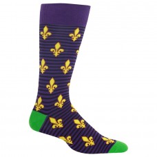 HotSox Mens Fleur de Lis Socks, Purple, 1 Pair, Mens Shoe 6-12.5