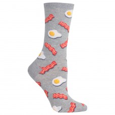 HotSox Womens Eggs and Bacon Socks, Sweatshirt Grey Heather, 1 Pair, Womens Shoe 4-10