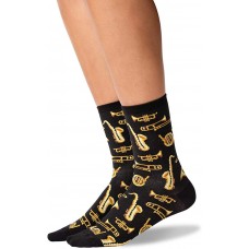 HotSox Womens Jazz Instruments Socks, Black, 1 Pair, Womens Shoe 4-10