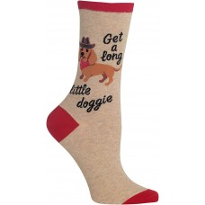 HotSox Womens Get A Long Little Doggie Socks, Hemp Heather, 1 Pair, Womens Shoe 4-10