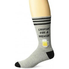 HotSox Mens Cruisin for a Brewsin Socks, Grey Heather, 1 Pair, Mens Shoe Size 6-12.5