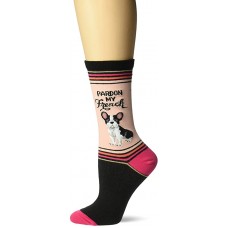 HOTSOX Womens Crew Socks Pardon My French 1 Pair, Black, Womens 4-10 Shoe