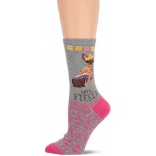 HOTSOX Womens Crew Socks Let's Fiesta 1 Pair, Grey Heather, Womens 4-10 Shoe