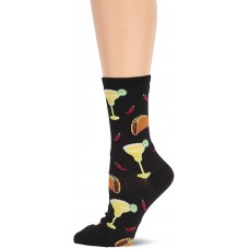 HotSox Womens Margaritas and Tacos Socks, Black, 1 Pair, Womens Shoe Size 4-10