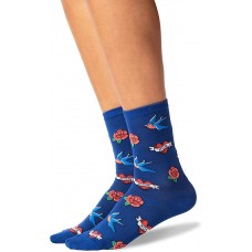 HOTSOX Womens Crew Socks Tattoo 1 Pair, Dark Blue, Womens 4-10 Shoe