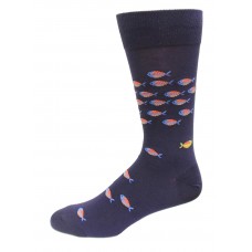 HOTSOX Mens Crew Socks Fish 1 Pair, Navy, Mens 8-12 Shoe