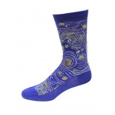 HOTSOX Mens Crew Socks Starry Night Mash Up 1 Pair, Dark Blue, Mens 8-12 Shoe