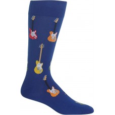 HOTSOX Mens Crew Socks Guitars 1 Pair, Blue, Mens 8-12 Shoe