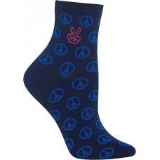 HOTSOX Womens Crew Socks Peace Anklet 1 Pair, Navy, Womens 4-10 Shoe