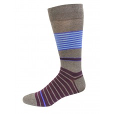 HOTSOX Mens Crew Socks Multi Stripe 1 Pair, Charcoal, Mens 8-12 Shoe