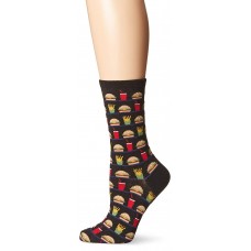 HotSox Womens Hamburger, Fries and Drink Socks, Black, 1 Pair, Womens Shoe 4-10