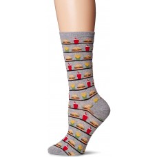 HotSox Womens Hamburger, Fries and Drink Socks, Gents Grey Heather, 1 Pair, Womens Shoe 4-10