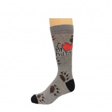 K. Bell Men's Luv My Mutt Crew Socks, Charcoal Heather, Sock Size 10-13/Shoe Size 6.5-12, 1 Pair