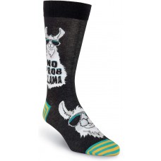 K. Bell Men's No Prob Llama Crew, Black, Mens Sock Size 10-13/Shoe Size 6.5-12, 1 Pair